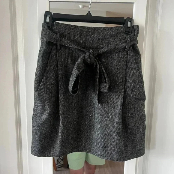 952 Ulla Johnson Paper Bag Leo Wool Belted Mini Skirt Size 2 Color Grey - Picture 5 of 9
